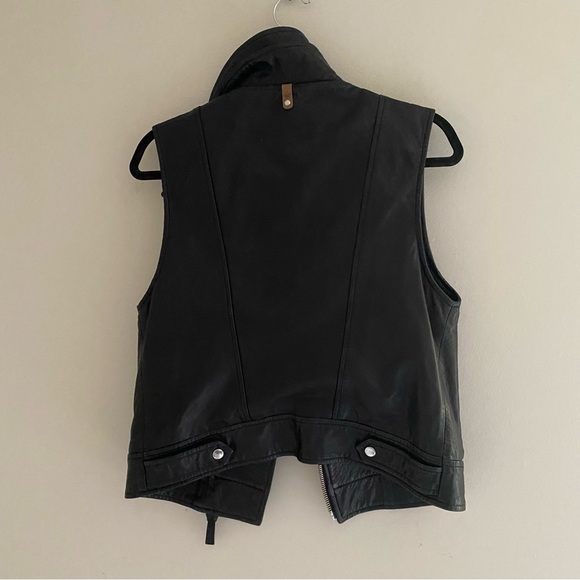 Mackage Aritzia Black Lambskin Leather Sleeveless Motorcycle Moto Vest - Picture 14 of 14